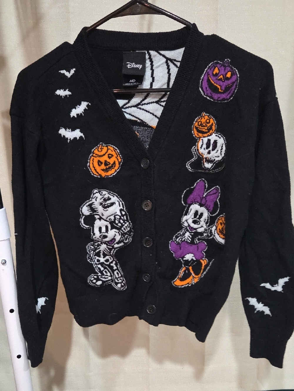 Disney Black Cardigan Glow In The Dark Halloween Characters